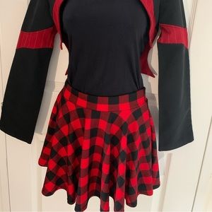 Red and Black Plaid Urban CoCo Stretchy Flared Mini Skater Skirt Size Small